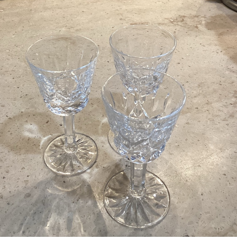 🚨 Vintage 3 Waterford Lismore Cordial Crystal Glasses